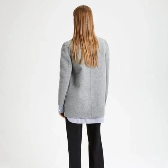 Theory Sileena Wool Cashmere Buffalo Plaid Open Coat Size Small